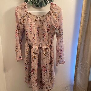 love, Fire Pink Floral Long Sleeve Dress